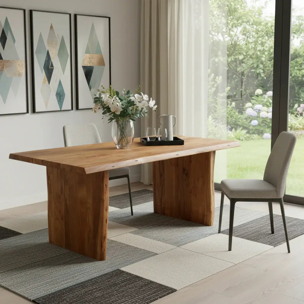 72" Natural Solid Wood Live Edge Sled Base Dining Table - Homeroots - Flyclothing LLC