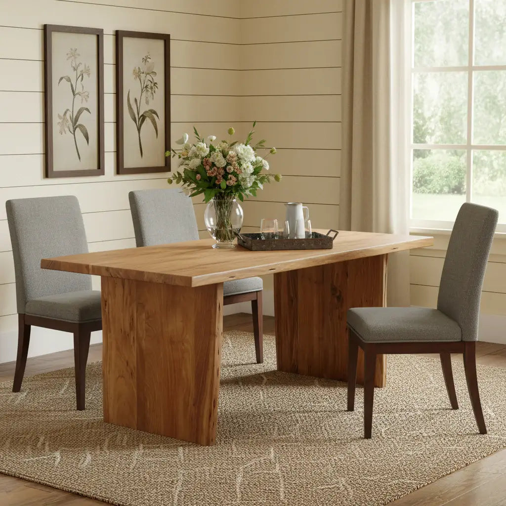 72" Natural Solid Wood Live Edge Sled Base Dining Table - Homeroots - Flyclothing LLC