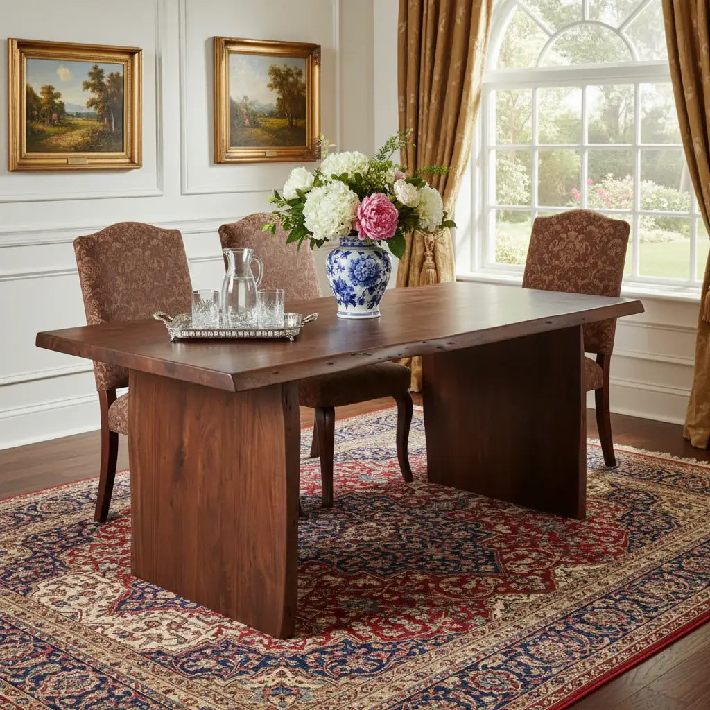 72" Brown Solid Wood Live Edge Sled Base Dining Table - Homeroots - Flyclothing LLC