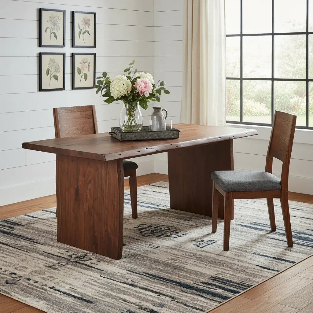 72" Brown Solid Wood Live Edge Sled Base Dining Table - Homeroots - Flyclothing LLC