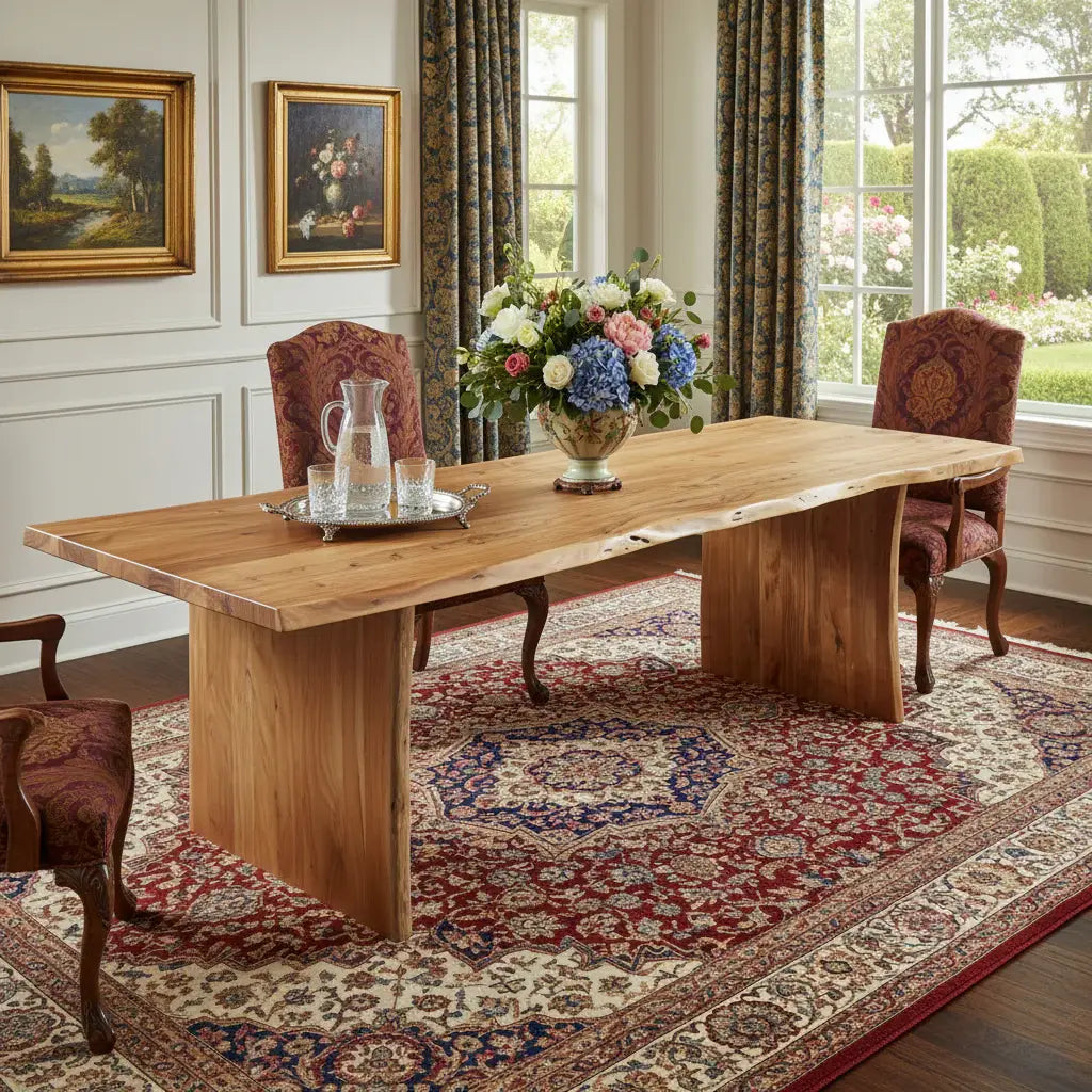 108" Natural Solid Wood Live Edge Sled Base Dining Table - Homeroots - Flyclothing LLC
