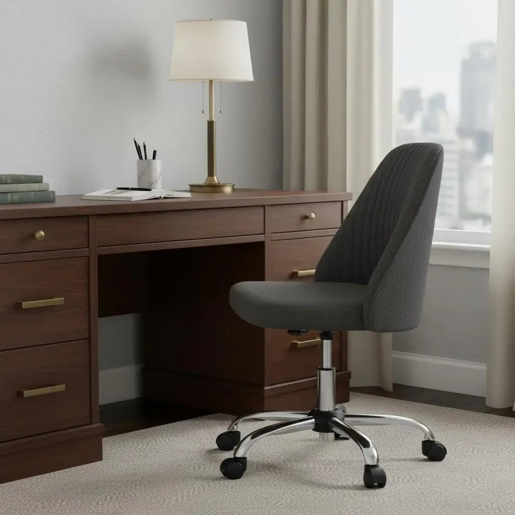 Dark Gray and Silver Adjustable Height Swivel Rolling Office Chair - Homeroots - Flyclothing LLC
