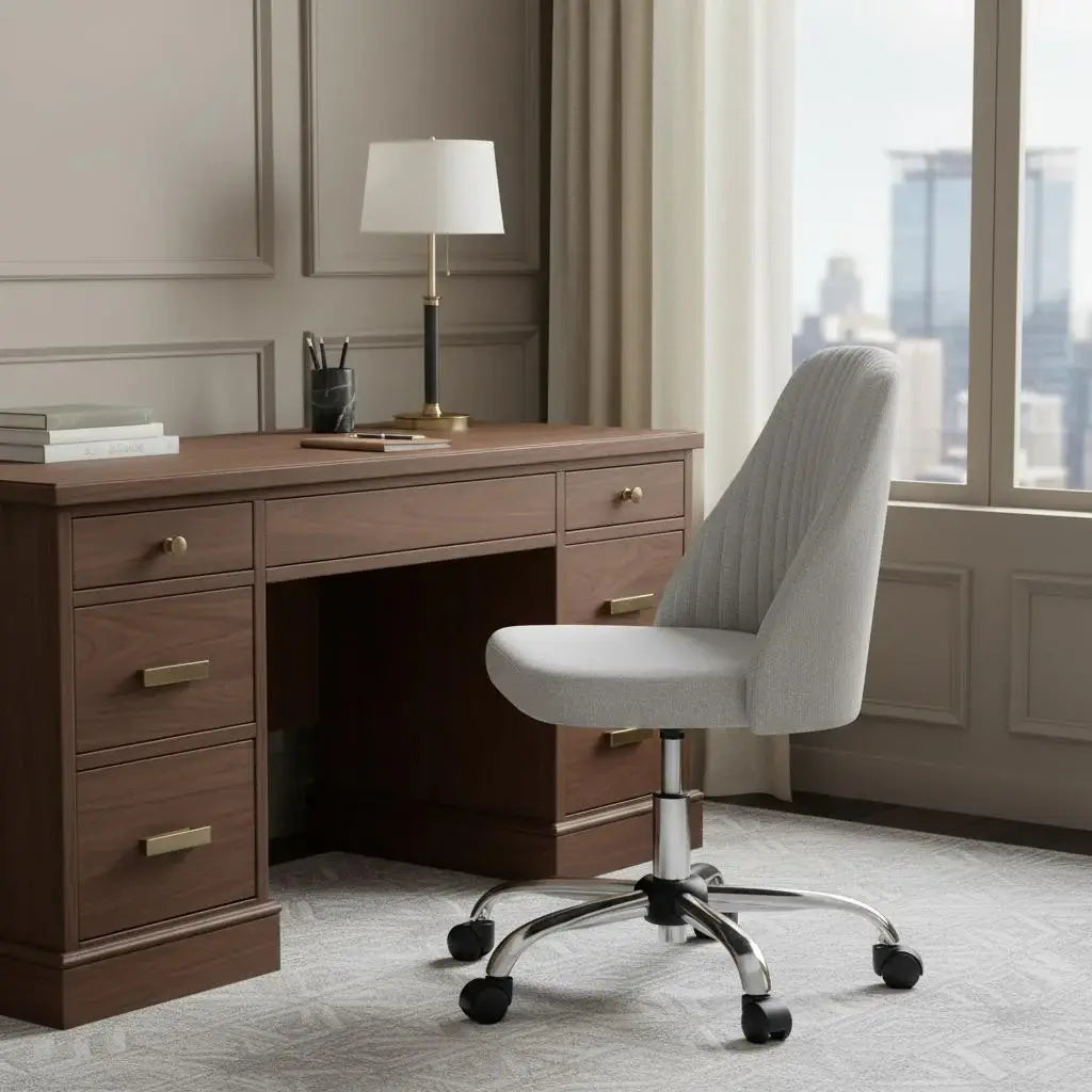 Gray and Silver Adjustable Height Swivel Rolling Office Chair - Homeroots - Flyclothing LLC