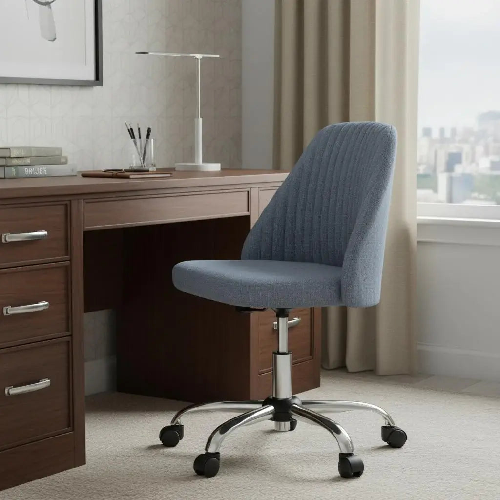 Blue and Silver Adjustable Height Swivel Rolling Office Chair - Homeroots - Flyclothing LLC