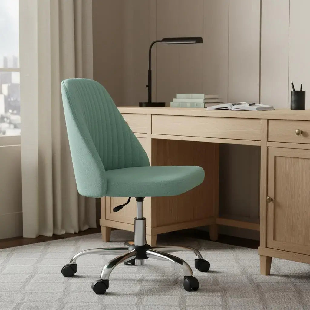 Green and Silver Adjustable Height Swivel Rolling Office Chair - Homeroots - Flyclothing LLC