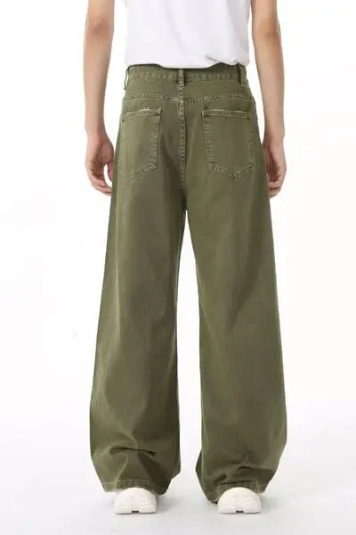 Distressed Wide Leg Jeans with Pockets - Trendsi - Flyclothing LLC