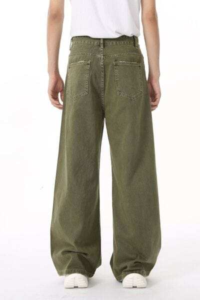 Distressed Wide Leg Jeans with Pockets - Trendsi - Flyclothing LLC