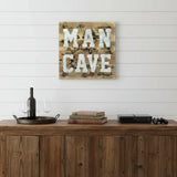 16" X 16" Brown And Gray Man Cave Wood And Metal Wall Decor - Homeroots - Flyclothing LLC