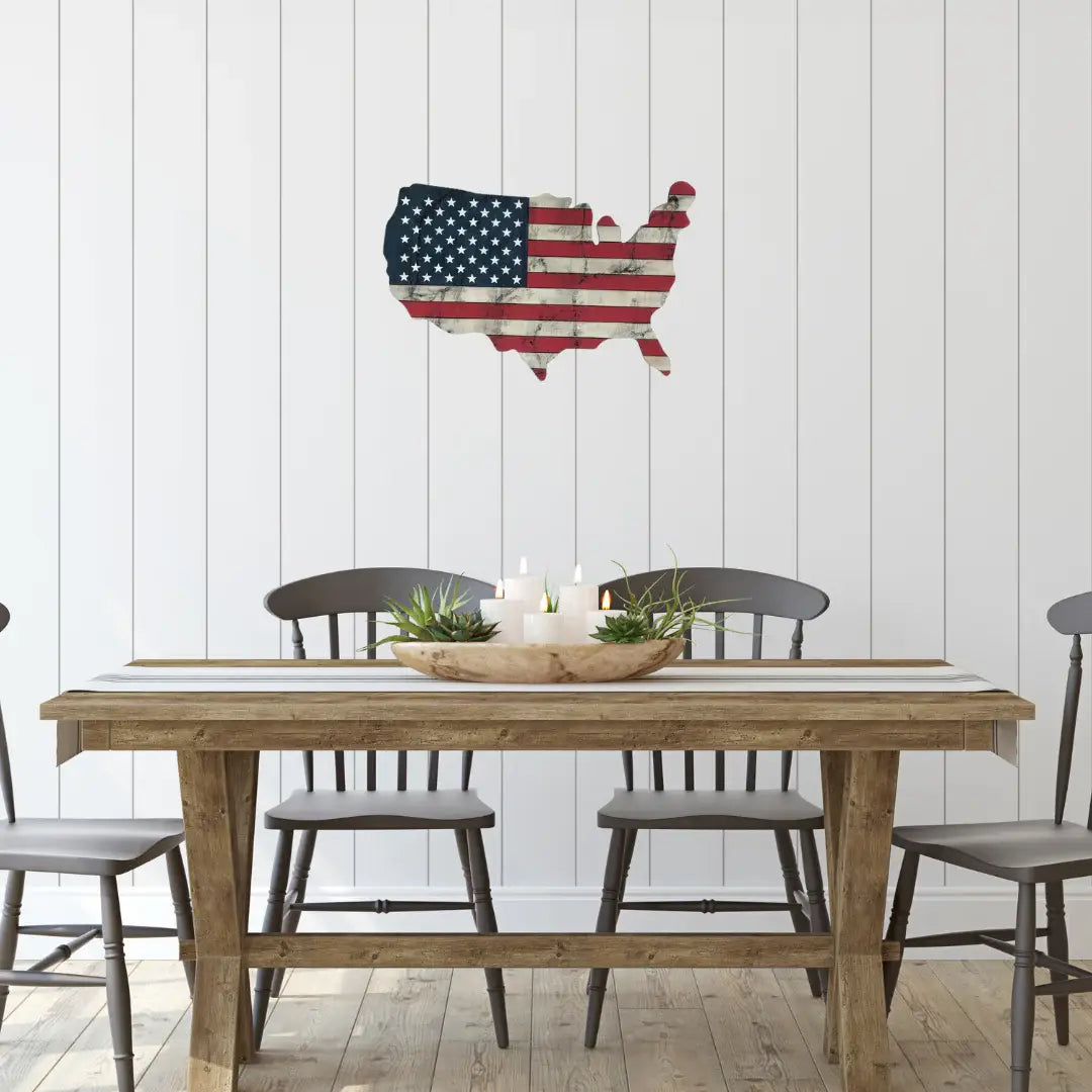 USA Americana 27" X 19" Blue Red And White Wood Hanging Wall Decor - Homeroots - Flyclothing LLC