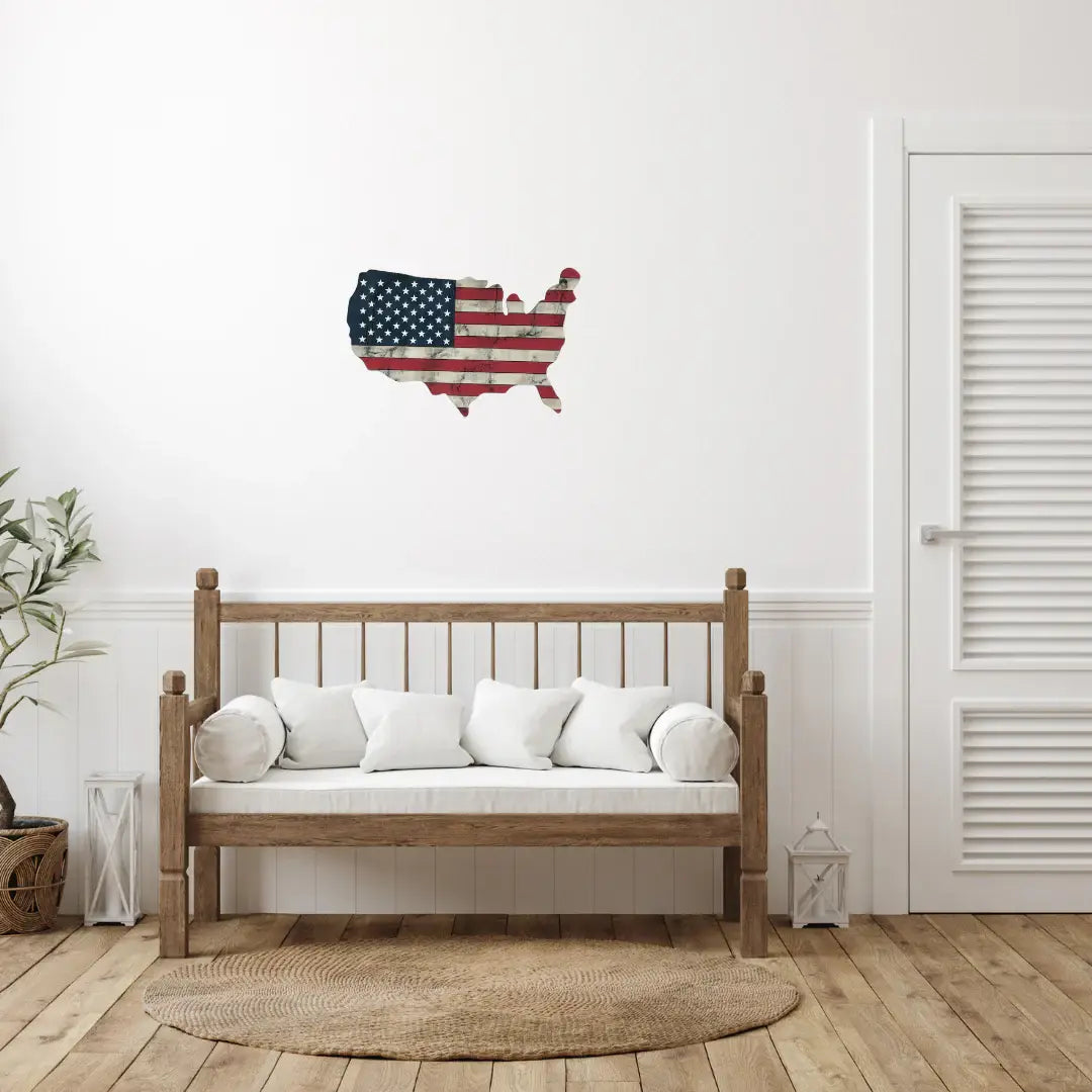 USA Americana 27" X 19" Blue Red And White Wood Hanging Wall Decor - Homeroots - Flyclothing LLC