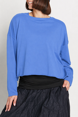 Pima Cotton Mini Luxury Boxy T-Shirt - Cornflower - PLANET by Lauren G - Flyclothing LLC