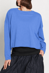 Pima Cotton Mini Luxury Boxy T-Shirt - Cornflower - PLANET by Lauren G - Flyclothing LLC