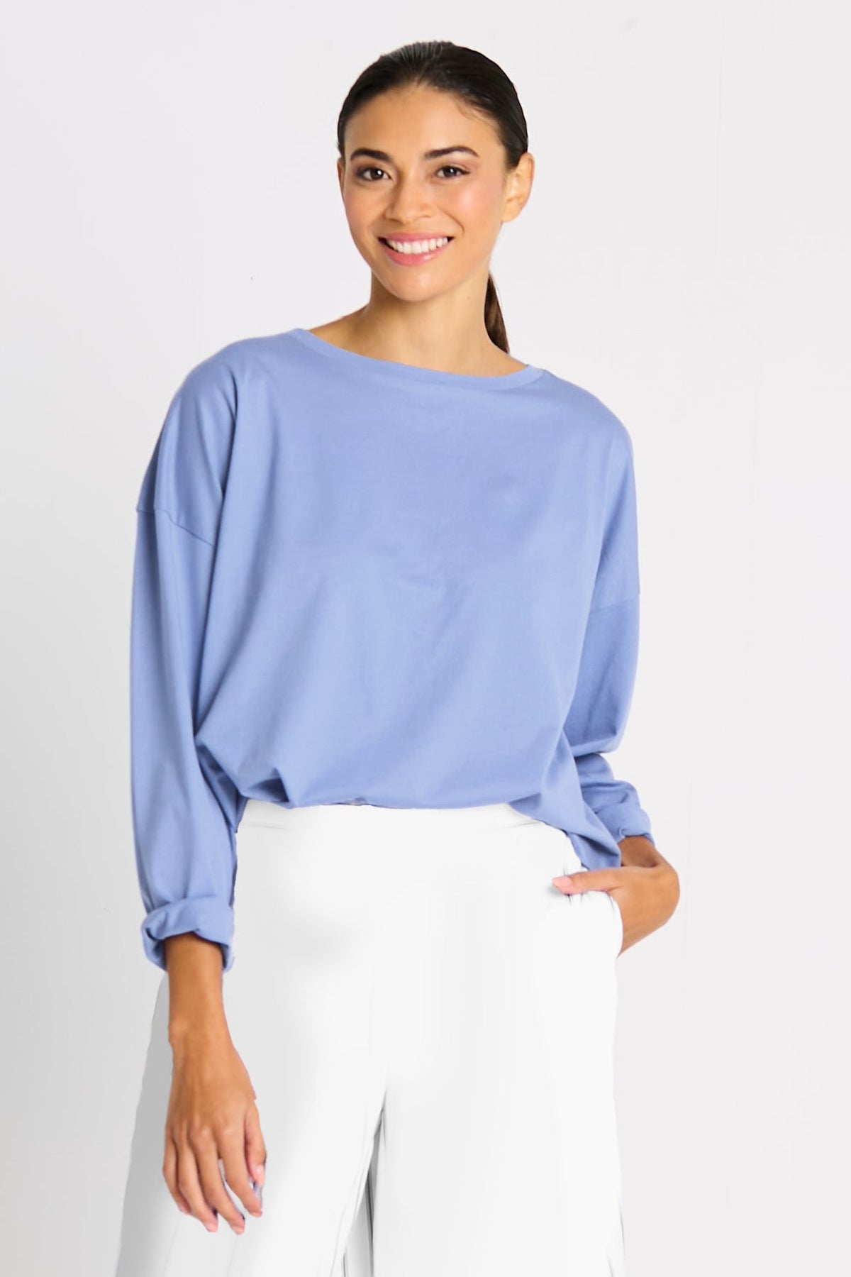 Pima Cotton Mini Luxury Boxy T-Shirt - Thistle - PLANET by Lauren G - Flyclothing LLC