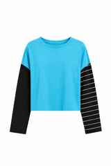 Pima Cotton Mixed Media Mini Luxury Boxy T-Shirt - Capri