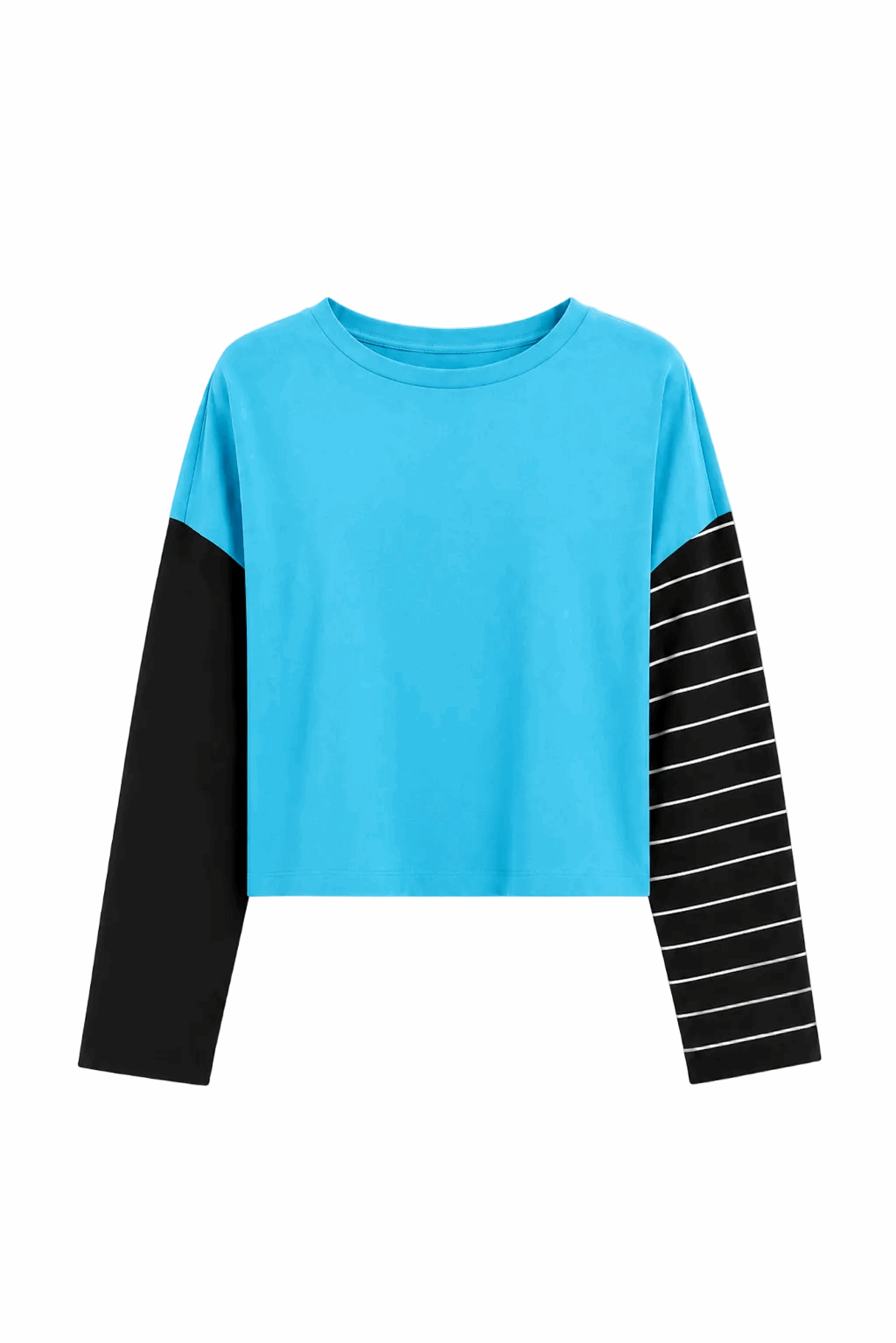 Pima Cotton Mixed Media Mini Luxury Boxy T-Shirt - Capri