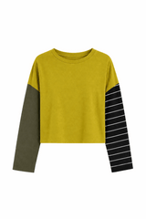 Pima Cotton Mixed Media Mini Luxury Boxy T-Shirt - Guacamole - PLANET by Lauren G - Flyclothing LLC