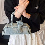 Denim Bow Accent Crossbody Bag - Trendsi - Flyclothing LLC