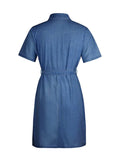 Full Size Zip Front Short Sleeve Denim Dress Plus Size - Trendsi - Flyclothing LLC