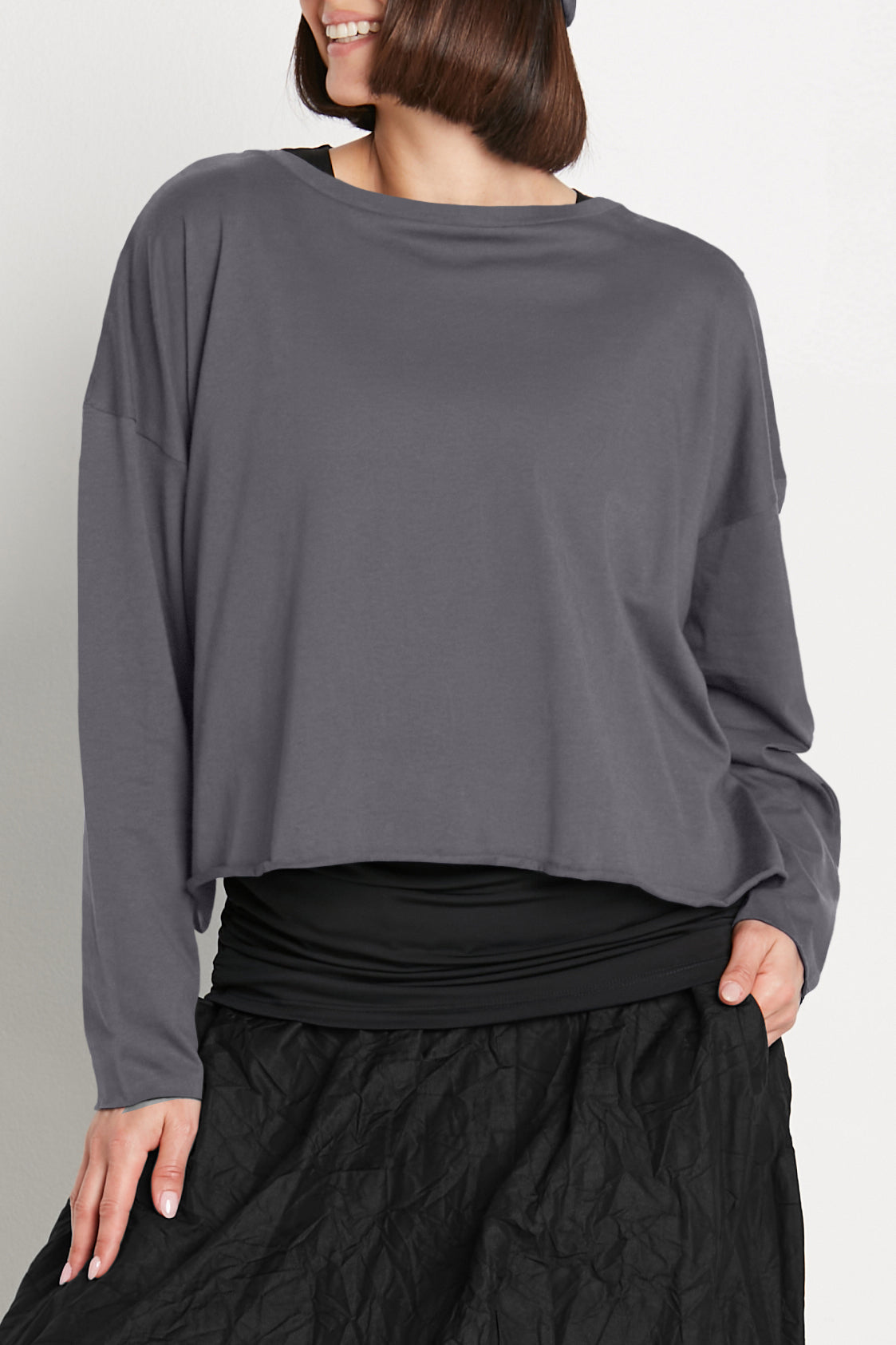 Pima Cotton Mini Luxury Boxy T-Shirt - Lava - PLANET by Lauren G - Flyclothing LLC