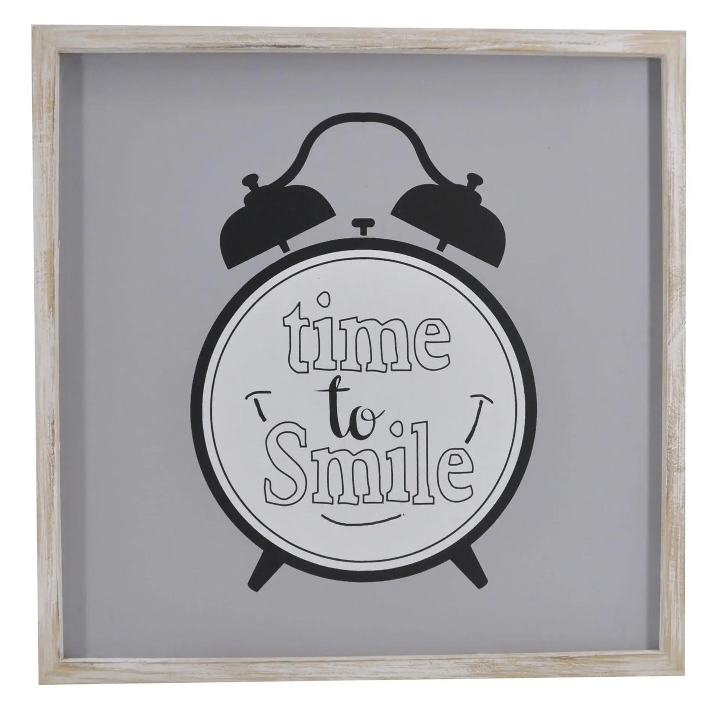 16" X 16" Gray And White Time to Smile Wood Square Wall Decor - Homeroots - Flyclothing LLC