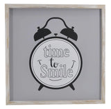 16" X 16" Gray And White Time to Smile Wood Square Wall Decor - Homeroots - Flyclothing LLC