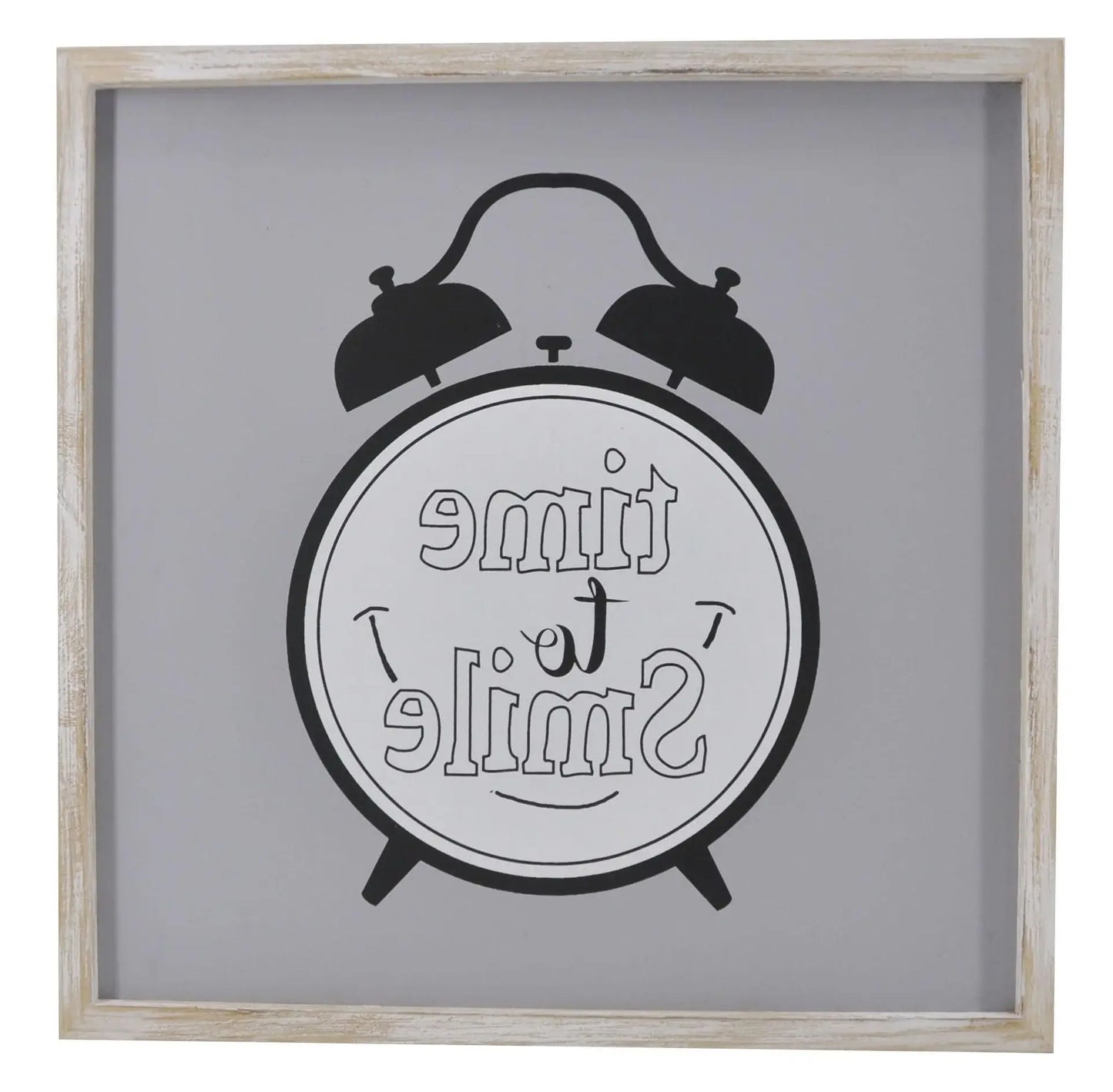 16" X 16" Gray And White Time to Smile Wood Square Wall Decor - Homeroots - Flyclothing LLC