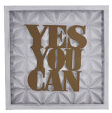 14" X 14" Antiqued Brass And White Yes You Can Metal And Wood Square Wall Decor - Homeroots - Flyclothing LLC