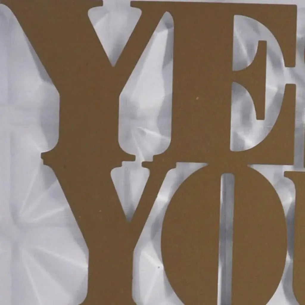 14" X 14" Antiqued Brass And White Yes You Can Metal And Wood Square Wall Decor - Homeroots - Flyclothing LLC