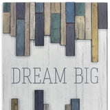 32" X 19" Blue Tan And White Dream Big Wood Wall Decor - Homeroots - Flyclothing LLC