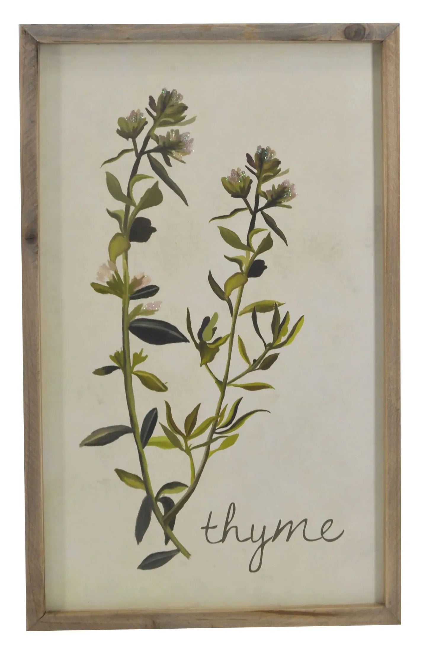 19" X 12" Green And White Thyme Floral Wood Wall Decor - Homeroots - Flyclothing LLC