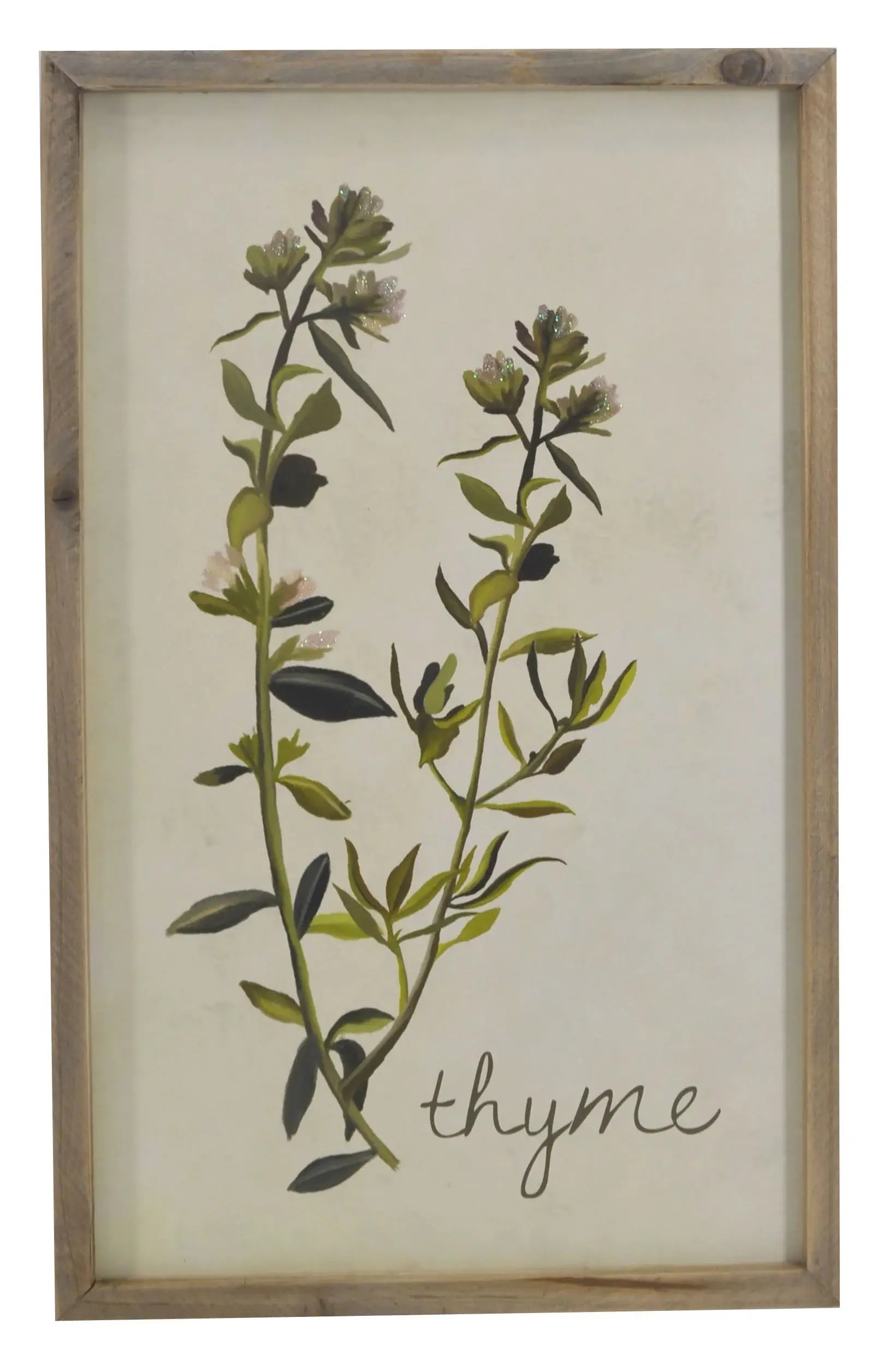 19" X 12" Green And White Thyme Floral Wood Wall Decor - Homeroots - Flyclothing LLC