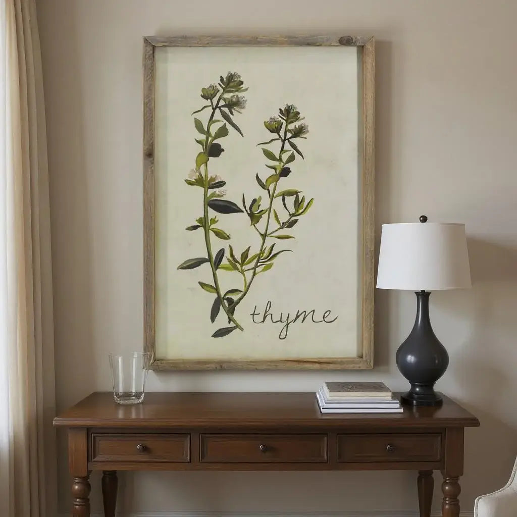 19" X 12" Green And White Thyme Floral Wood Wall Decor - Homeroots - Flyclothing LLC
