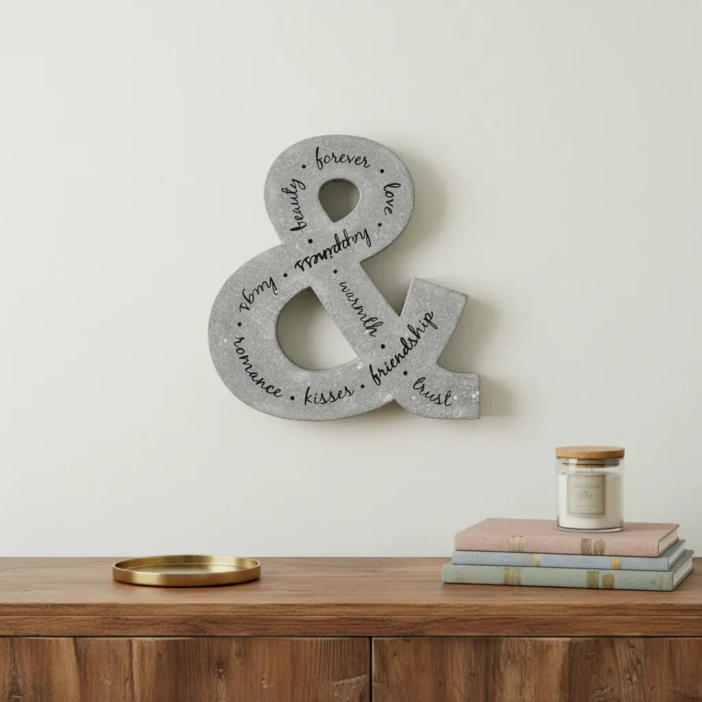 20" X 18" Black And Gray Galvanized Metal Ampersand Hanging Wall Decor - Homeroots - Flyclothing LLC