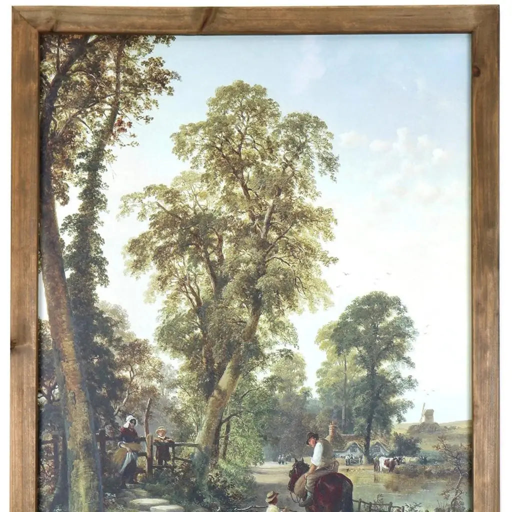 24" X 19" Green And Brown Horse Trail Landscape Wood Framed Art - Homeroots - Flyclothing LLC