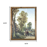 24" X 19" Green And Brown Horse Trail Landscape Wood Framed Art - Homeroots - Flyclothing LLC