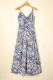 Paisley Print Twist Detail Smocked Back Spaghetti Straps Dress - Trendsi