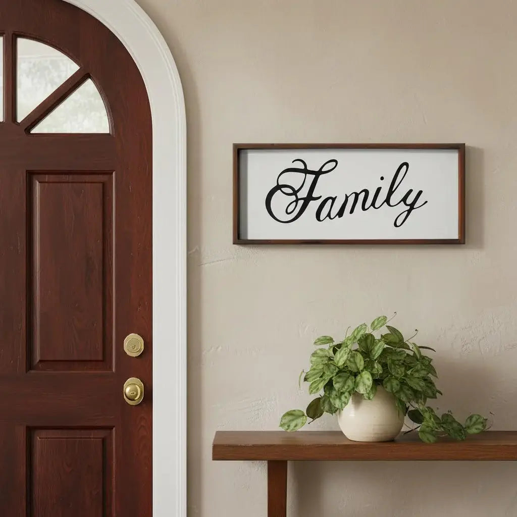 12" X 28" Brown And White Family Wood Wall Decor - Homeroots - Flyclothing LLC