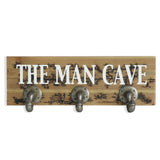 12" X 27" Natural Silver And White Man Cave Metal And Wood Wall Decor With Hooks - Homeroots - Flyclothing LLC