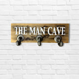 12" X 27" Natural Silver And White Man Cave Metal And Wood Wall Decor With Hooks - Homeroots - Flyclothing LLC