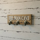 12" X 27" Natural Silver And White Man Cave Metal And Wood Wall Decor With Hooks - Homeroots - Flyclothing LLC