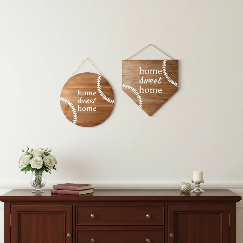 Set of Two Brown And White Home Sweet Home Wood Wall Decor - Homeroots - Flyclothing LLC