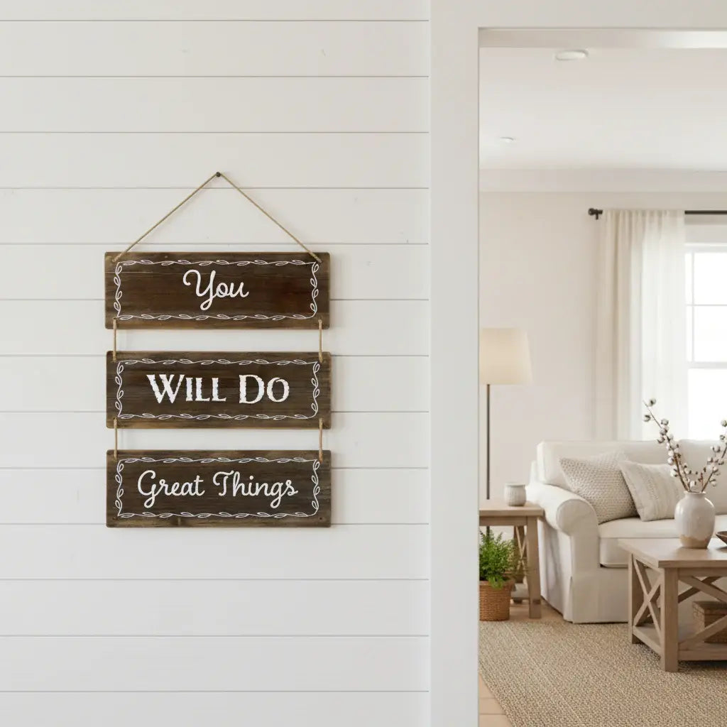 14" X 12" Brown And White Inspirational Text Wood Wall Decor - Homeroots - Flyclothing LLC