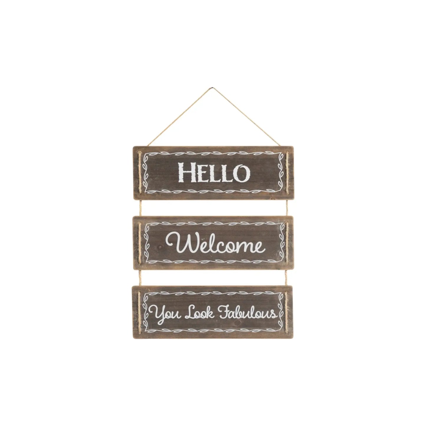 14" X 12" Brown And White Reversible Welcome Wood Wall Decor - Homeroots - Flyclothing LLC