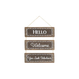 14" X 12" Brown And White Reversible Welcome Wood Wall Decor - Homeroots - Flyclothing LLC