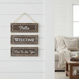 14" X 12" Brown And White Reversible Welcome Wood Wall Decor - Homeroots - Flyclothing LLC