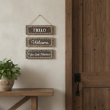 14" X 12" Brown And White Reversible Welcome Wood Wall Decor - Homeroots - Flyclothing LLC