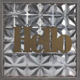 14" X 14" Antiqued Brass And Gray Hello Metal And Wood Square Wall Decor - Homeroots - Flyclothing LLC