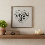 16" X 16" Black And White Heart Music Wood Square Framed Art - Homeroots - Flyclothing LLC