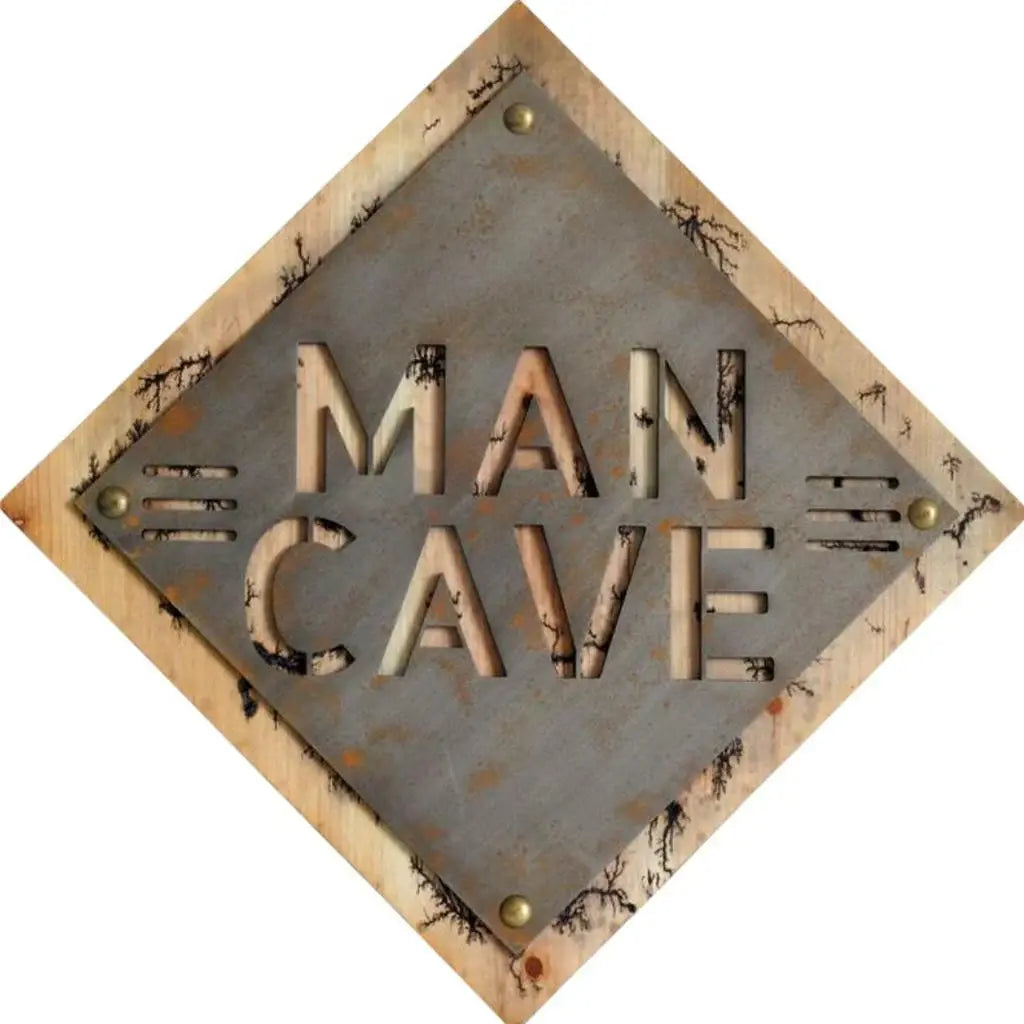 19" X 18" Gray And Natural Man Cave Metal And Wood Wall Decor - Homeroots - Flyclothing LLC