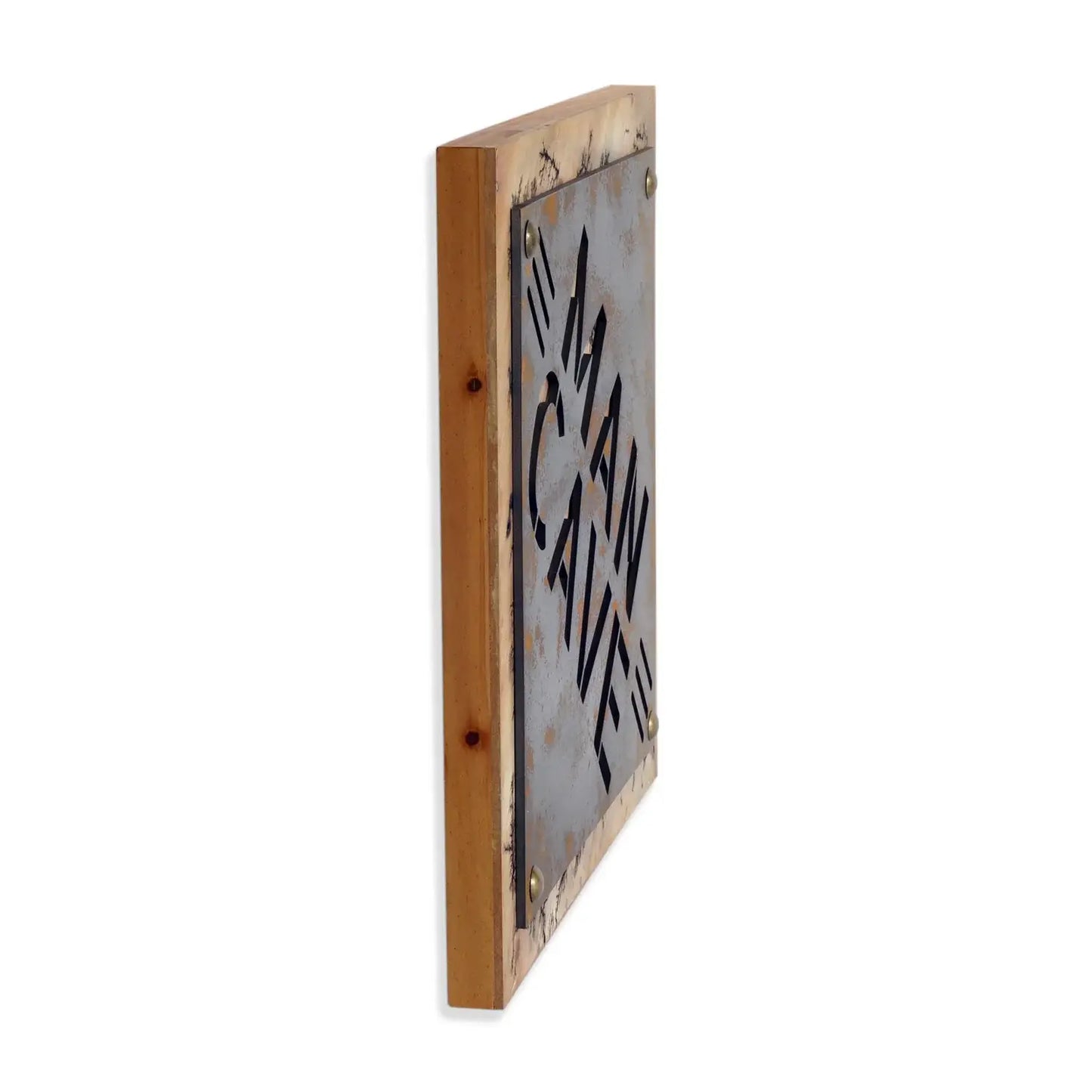 19" X 18" Gray And Natural Man Cave Metal And Wood Wall Decor - Homeroots - Flyclothing LLC